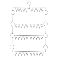 4層不鏽鋼曬襪架 40夾 80 x 50cm 銀色 - 多功能晾曬 堅固耐用