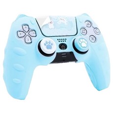 HOHOO PS5 Pro Slim 控制器 DualSense Elite 矽膠握把保護套 貓耳造型, 藍色, 單一商品, 1個