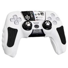 HOHOO PS5 Pro Slim 控制器 DualSense Elite 矽膠握把保護套, 雙色 白+黑, 單一商品, 1個