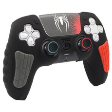 HOHOO PS5 Pro Slim 控制器 DualSense Elite 矽膠握把保護套, 蜘蛛人 黑色, 單一商品, 1個