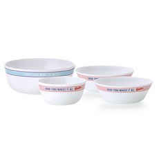 Corelle Brands 康寧餐具 Pyrex 牛奶玻璃 Good Food Diner 要不要吃碗拉麵 餐具4件組, 1套, 冷麵碗 + 湯碗 2入 + 飯碗, 混合色