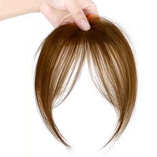 Bellesub自然3D女神瀏海側髮蓬鬆頂部遮蓋假髮真髮手工製作 20cm, 1個, 淺褐色