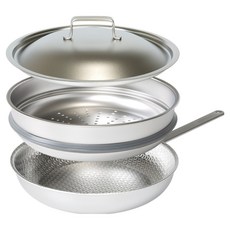 Kitchen-Art Premio 316c 5層無研磨壓花電磁爐平底鍋3件組, 混合色, 1套, 平底鍋 28cm + 鍋蓋 + 蒸鍋 28cm