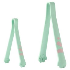 이지실리 실리콘 캐치캣 고양이 주방집게 소 12cm + 중 19cm 세트, 민트, 1세트