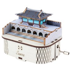 YoungModeler 英工房 手動音樂盒 水原華虹門 DIY立體拼圖 木製模型, 1個, 混合色