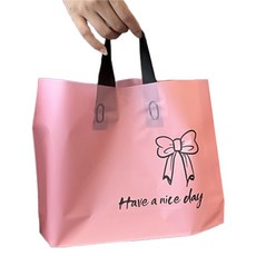마켓감성 좋은하루 리본 쇼핑백, 핑크, 50개
