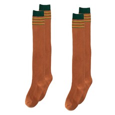 알로데 여성용 쫀쫀 줄무늬 골지 오버니삭스 2켤레 세트