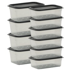 SAENGHWALEN 柔軟PP冷凍專用密封保鮮盒10件組 黑色, 1組, 600ml 6入+900ml 4入