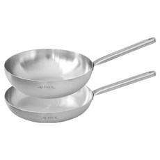 한일스텐레스 인덕션 에테르 통5중 스텐 304 무연마제 후라이팬 세트 2종, 실버, 후라이팬 28cm + 궁중팬 28cm, 1세트