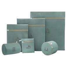 無螢光雙層洗衣袋6件組, 1套, 綠色