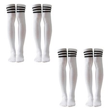 알로데 여성용 줄무늬 3줄 파티용 오버니삭스 4켤레 세트