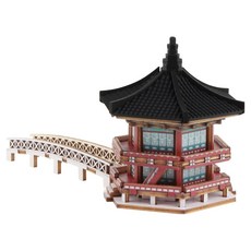 YoungModeler 英工房 迷你香遠亭DIY立體拼圖木質模型, 1個, 混合色