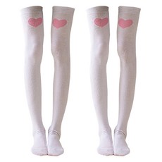 알로데 여성용 입술 뽀뽀 하트 파티용 오버니삭스 2켤레 세트