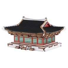 YoungModeler 英工房 迷你思政殿 DIY 立體拼圖 木質模型, 1個, 混合顏色