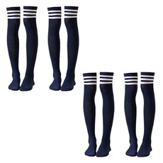 알로데 여성용 줄무늬 3줄 파티용 오버니삭스 4켤레 세트