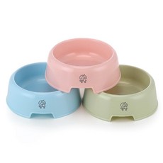 멍냥 반려동물 원형 식기 3종 세트, 블루, 핑크, 올리브, 1세트