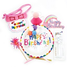 Meongyang 寵物生日派對飾品組, 1套, 粉紅色