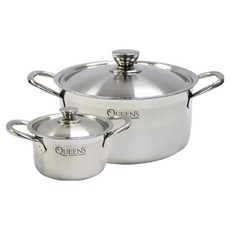 Kitchen-Art 電磁爐女王IH三層不鏽鋼304鍋具2件組, 銀色, 雙耳鍋 14cm + 24cm, 1套