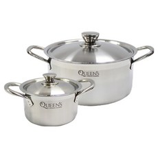 Kitchen-Art 電磁爐女王IH三層不鏽鋼304鍋具2件組, 銀色, 雙耳鍋 14cm + 20cm, 1套