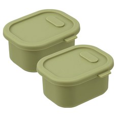 Diar Dolce白金矽膠冷凍密封副食品保存容器, 03 橄欖綠, 2個, 200ml