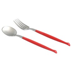 CRISTEMA 波浪茶匙 + 點心叉 紅色套組, 紅色, 1套