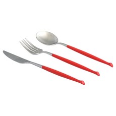 크리스테마 웨이브 디너 커트러리 3종 세트, 레드, 1세트, 디너나이프 + 디너포크 + 디너스푼