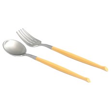 CRISTEMA 波浪茶匙 + 茶叉 黃色套組, 1套, 茶匙 + 茶叉