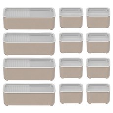 위드쿡 프리미엄 디저트 도시락 용기 애쉬 그레이 12종 세트, 1세트, 정사각용기 8p + 직사각용기 4p