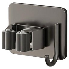 셀리빙 욕실 무타공 스텐 2 in 1 후크 밀대걸이 거치대, 그레이, 1개