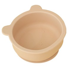 Peripia 嬰幼兒Bebe小熊矽膠吸盤碗, 柔和米色, 1個