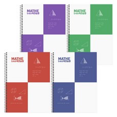 POPO FANCY 四分割簡約數學練習本4入組, 1套, 紅色, 綠色, 藍色, 紫色