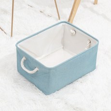 Haven 天然亞麻收納籃, 藍色, 1個