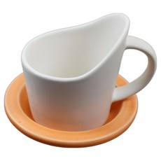 Dalsogum 陶瓷把手杯套 + 杯墊套組, 1套, 白色+橘色