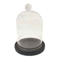 蠟燭玻璃罩 10*13 仿古黑 原木底座, 1個