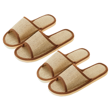 小麥購物 棉麻室內拖鞋 C572, 2雙, 深咖色