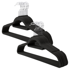 小麥購物 植絨衣架, 黑色, 20個