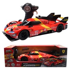 마이스토 RC카 1:16 페라리 499P LMH 레이싱카 빅사이즈 51번 드라이버, 레드, 1개