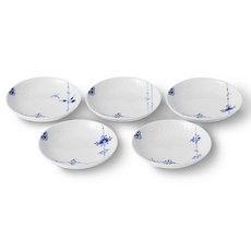 로얄코펜하겐 블루 팔메테 접시 10cm 세트, 1세트, 플레이트 5종, 블루 + 화이트