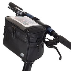 M motors 大容量 防水 滑板車 手機支架 智慧型手機 觸控 城市自行車 車把包 008, 黑色, 1個