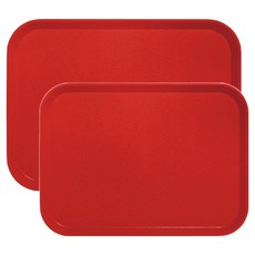 Mirkorea 居家咖啡館 粉彩色 ABS 多用途方形託盤 1號 + 2號 套組, 1套, 紅色