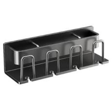 小麥購物 太空鋁牙刷置物架組 置物架 + 漱口杯 4個 B090 四人款 441g, 1組, 灰色