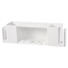 Block Mart 免鑽孔牙刷牙膏架 type1, 白色, 1個