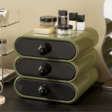 레드케비넷 모던 컬러풀 라운드 서랍형 화장품정리함 HR776, 그린, 1개