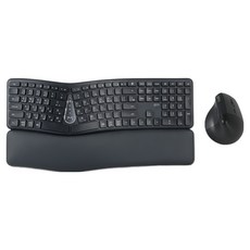 지클릭커 오피스프로 멤브레인 무선 키보드 마우스 세트, 인체공학, 블랙, EMK300