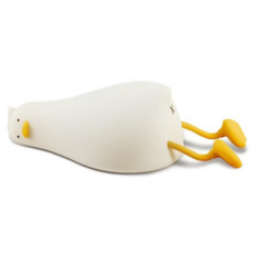 aibo 療癒系 躺平鴨造型 LED拍拍夜燈 USB充電式, 白色