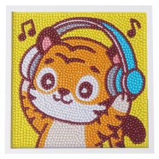 마이토이즈 액자형 귀여운 보석십자수 15 x 15 cm, 헤드셋호랑이, 1개