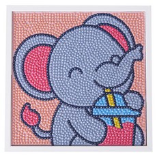 MYTOYS 액자형 귀여운 보석십자수 15 x 15 cm, 쥬스코끼리, 1개