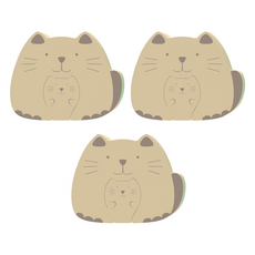 Baby U可愛貓咪防夾門擋門墊, 淺褐色, 3個
