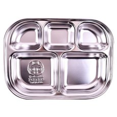 LiLFANT 幼兒用 Peek-a-boo Pororo 不鏽鋼餐盤, 單一顏色, 單品, 1個