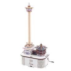 YoungModeler 英工房 手動音樂盒 釜山塔 DIY 立體拼圖 木製模型, 隨機出貨(曲名), 129件